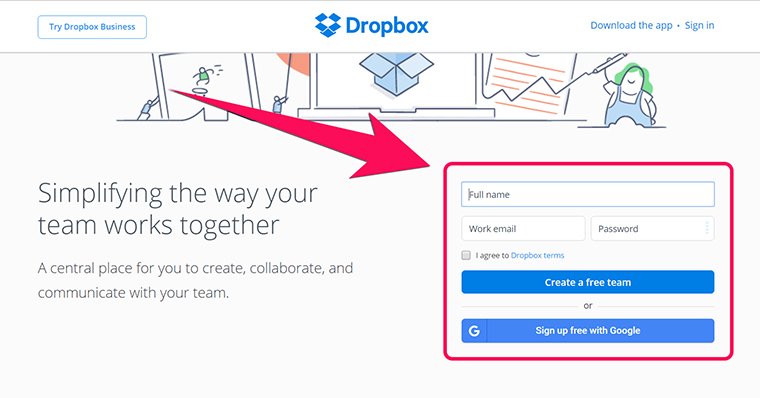 Tạo trài khoản trên Dropbox
